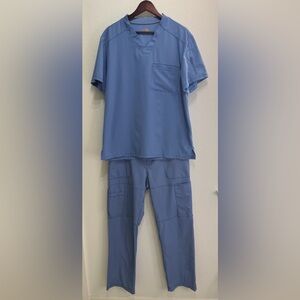 Dickies Dynamix Cirl Blue Medical Scrub Set - Top & Pants Large